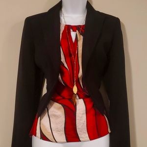 Nine West Black Blazer with Red and Cream Top